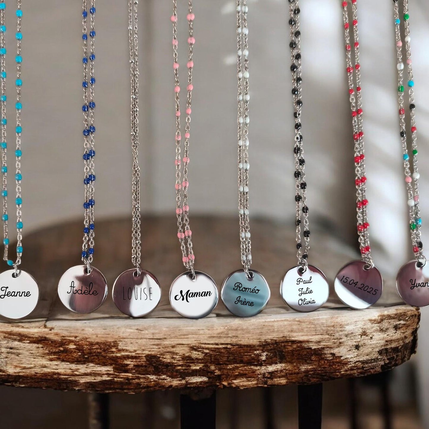 Collier Personnalisé Médaille Gravée & Chaîne Émaillée - Nemeti Bijoux