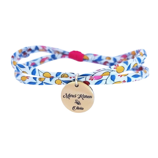 Bracelet liberty personnalisé cordon Floriana Arlequin - Nemeti Bijoux
