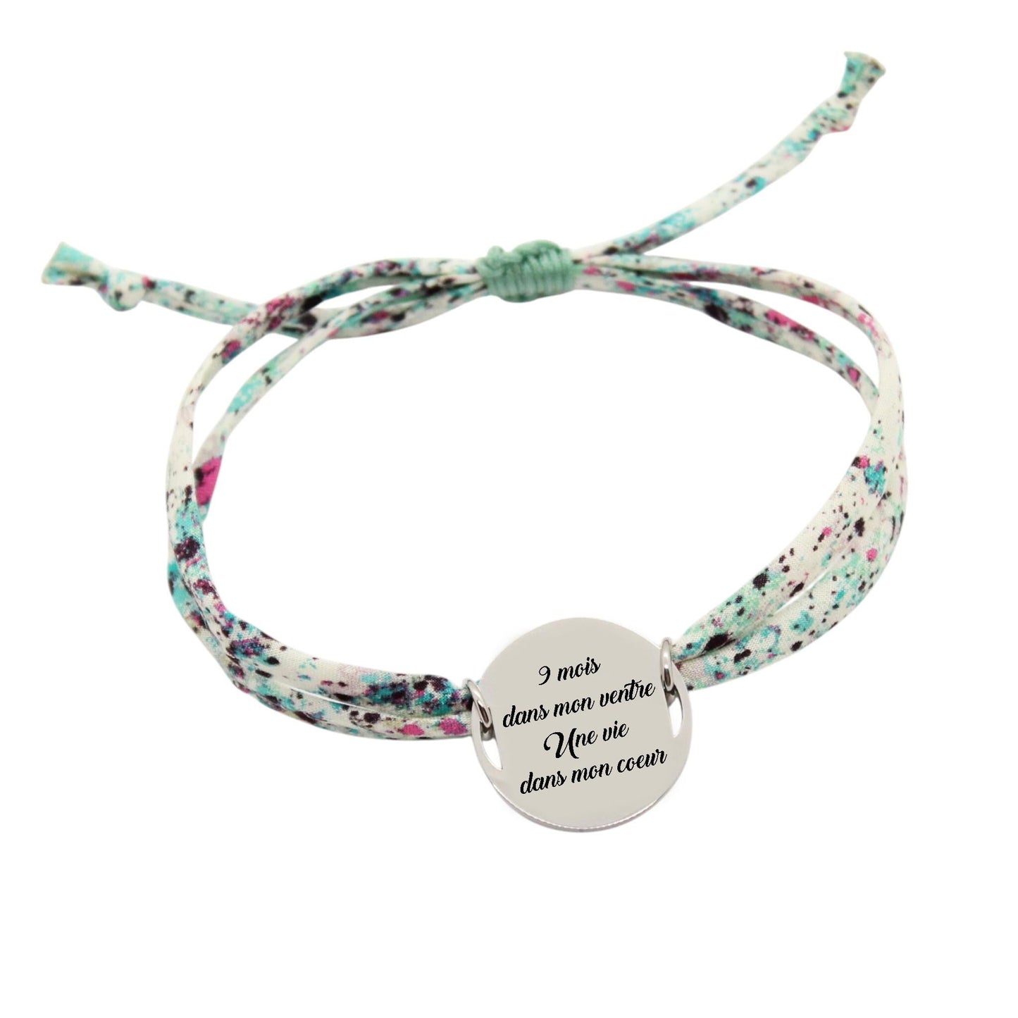 Bracelet liberty personnalisé cordon Melly mint - Nemeti Bijoux