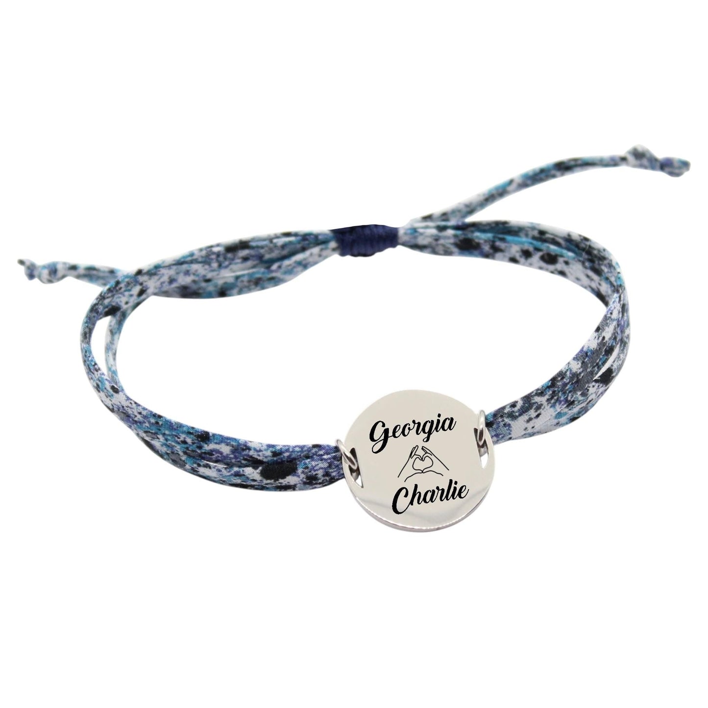 Bracelet liberty personnalisé cordon Melly bleu - Nemeti Bijoux