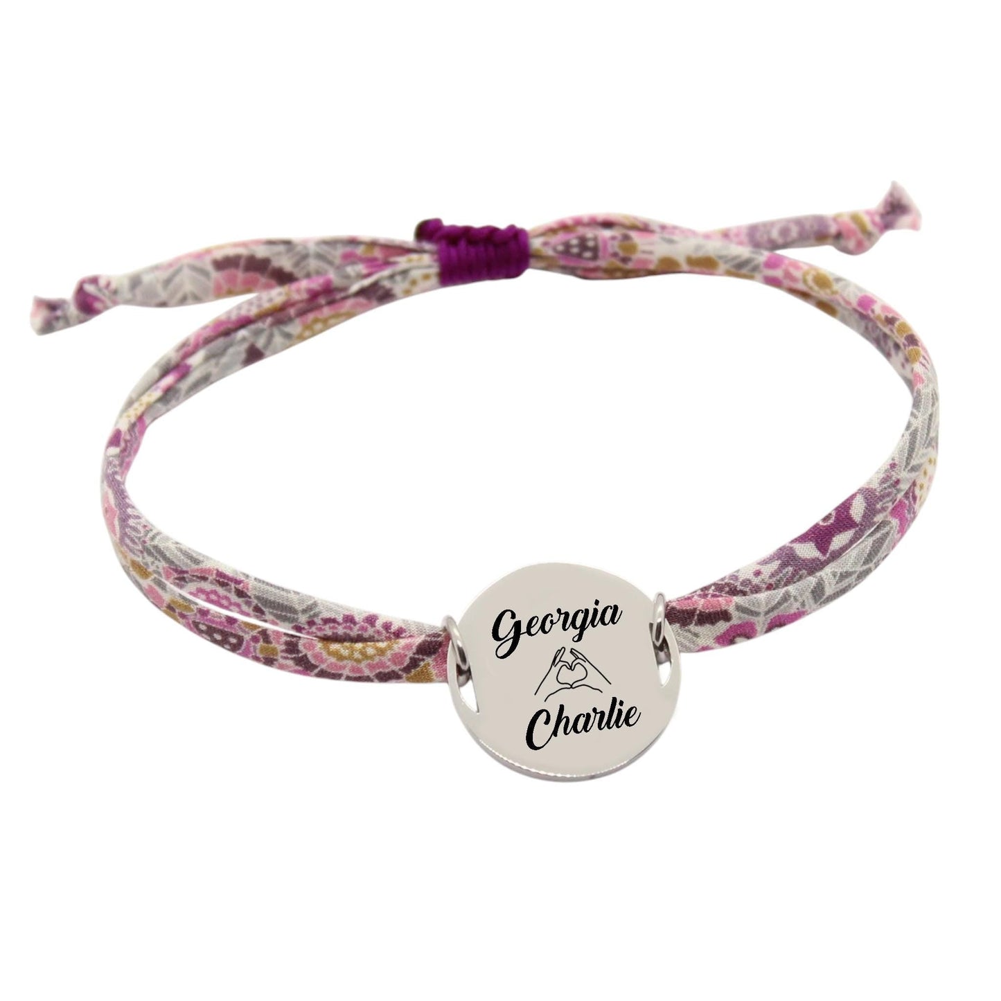 Bracelet liberty personnalisé cordon Sun Gleam violet - Nemeti Bijoux