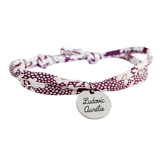 Bracelet liberty personnalisé cordon Millie cassis - Nemeti Bijoux