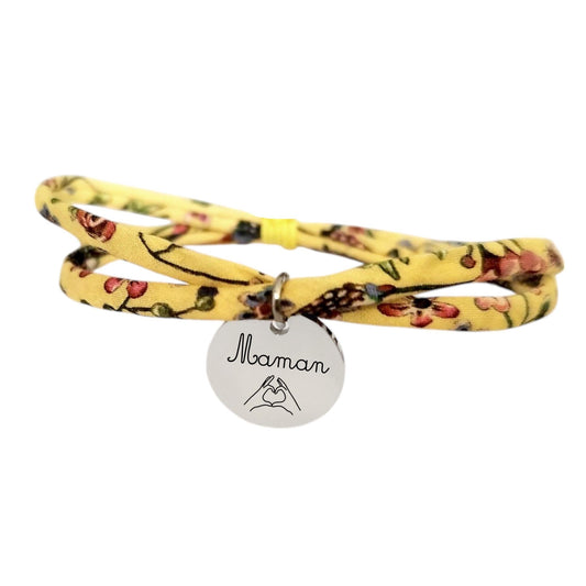Bracelet liberty personnalisé cordon Donna Leigh Camomille jaune - Nemeti Bijoux
