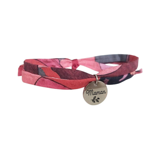 Bracelet liberty personnalisé cordon Peony Parade rose brun - Nemeti Bijoux