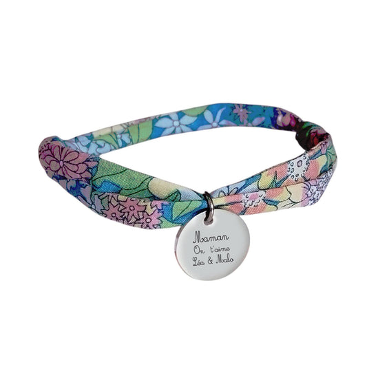 Bracelet liberty personnalisé cordon Ciara pervenche - Nemeti Bijoux
