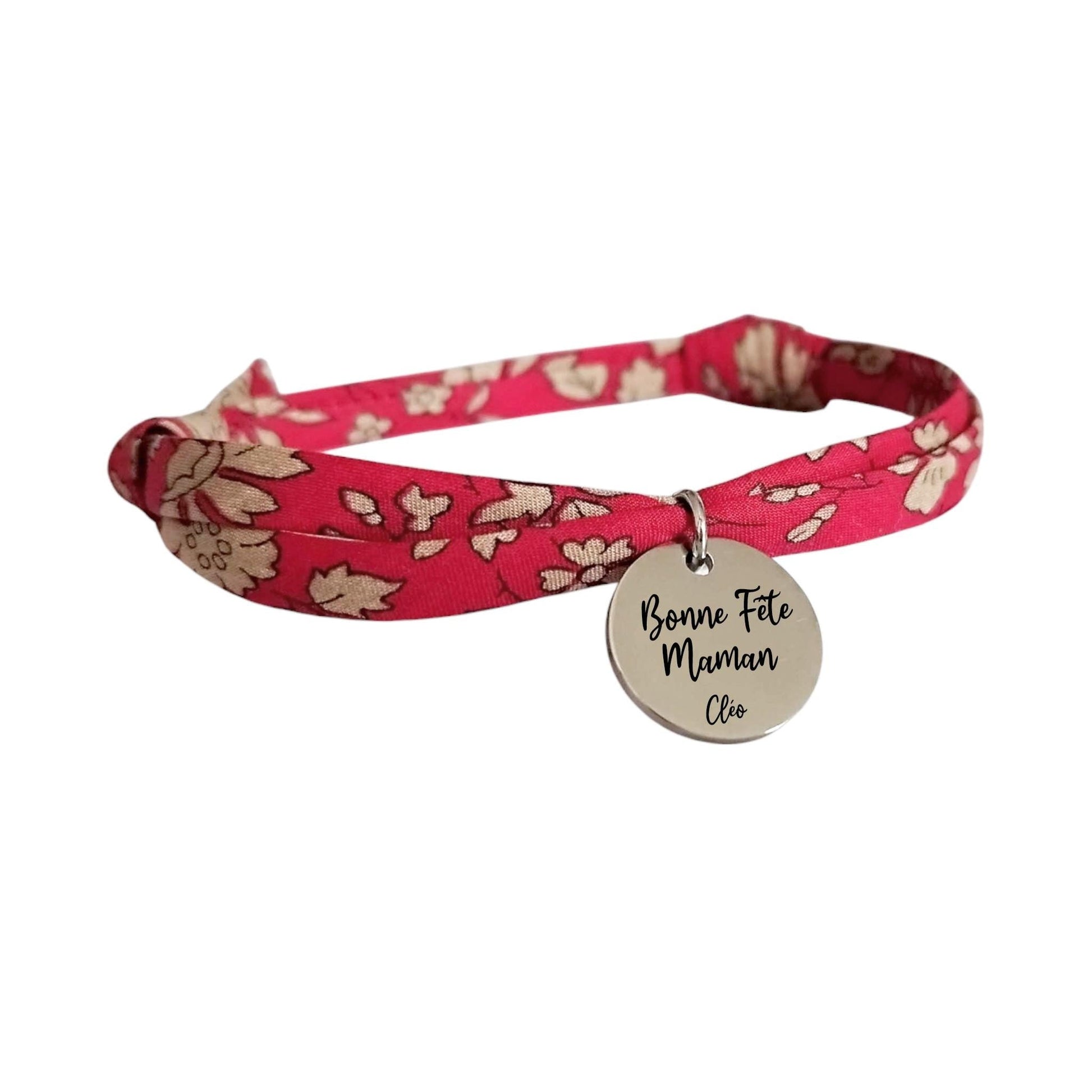 Bracelet liberty personnalisé cordon capel rouge beige - Nemeti Bijoux