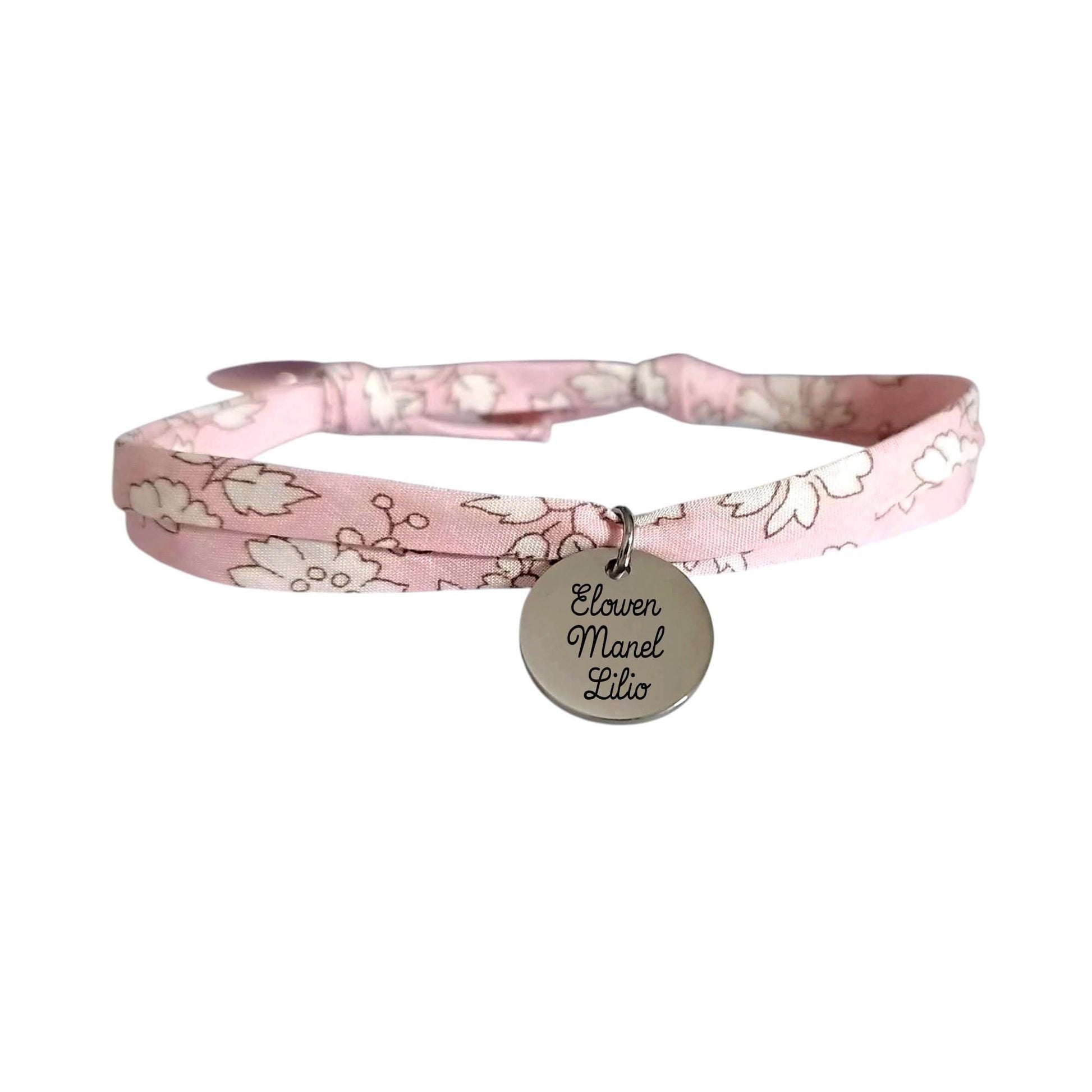 Bracelet liberty personnalisé cordon capel rose clair - Nemeti Bijoux