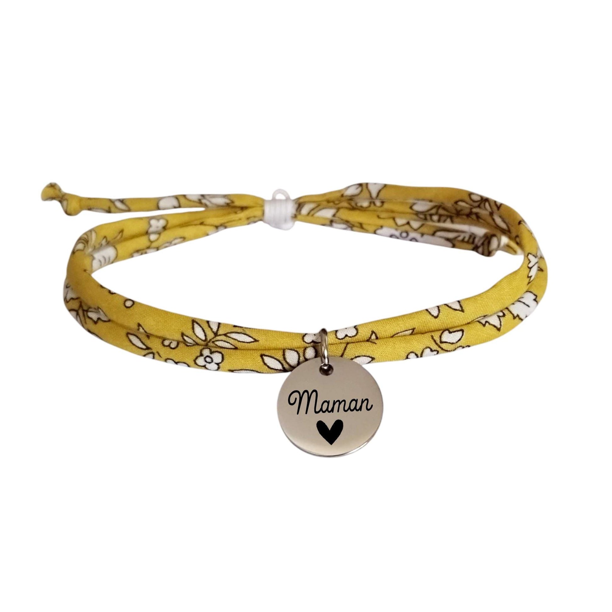 Bracelet liberty personnalisé cordon Capel jaune Safran - Nemeti Bijoux