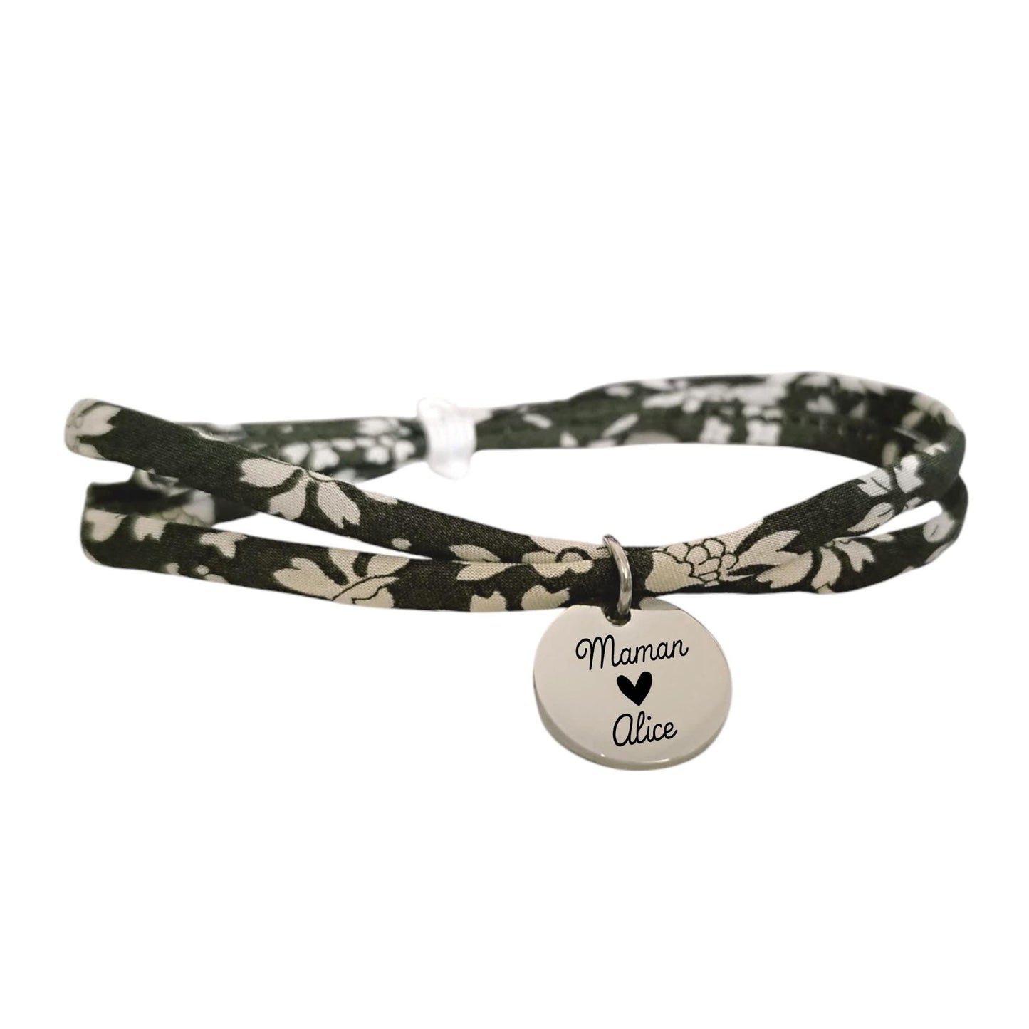 Bracelet liberty personnalisé cordon Capel Vert foncé Olive - Nemeti Bijoux
