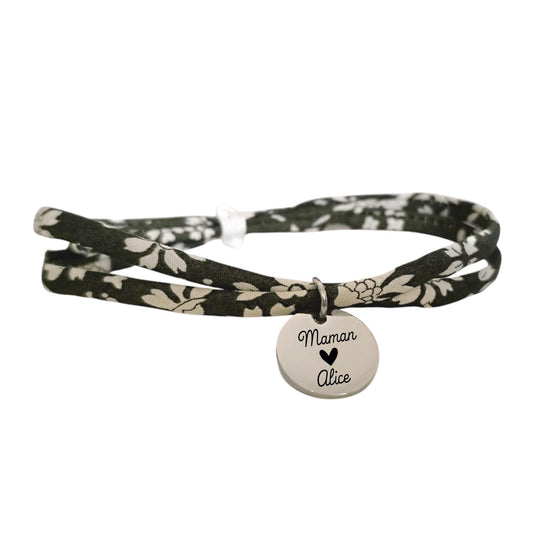 Bracelet liberty personnalisé cordon Capel Vert foncé Olive - Nemeti Bijoux