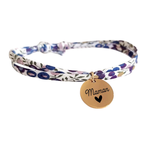 Bracelet liberty personnalisé cordon wiltshire bud myrtille - Nemeti Bijoux