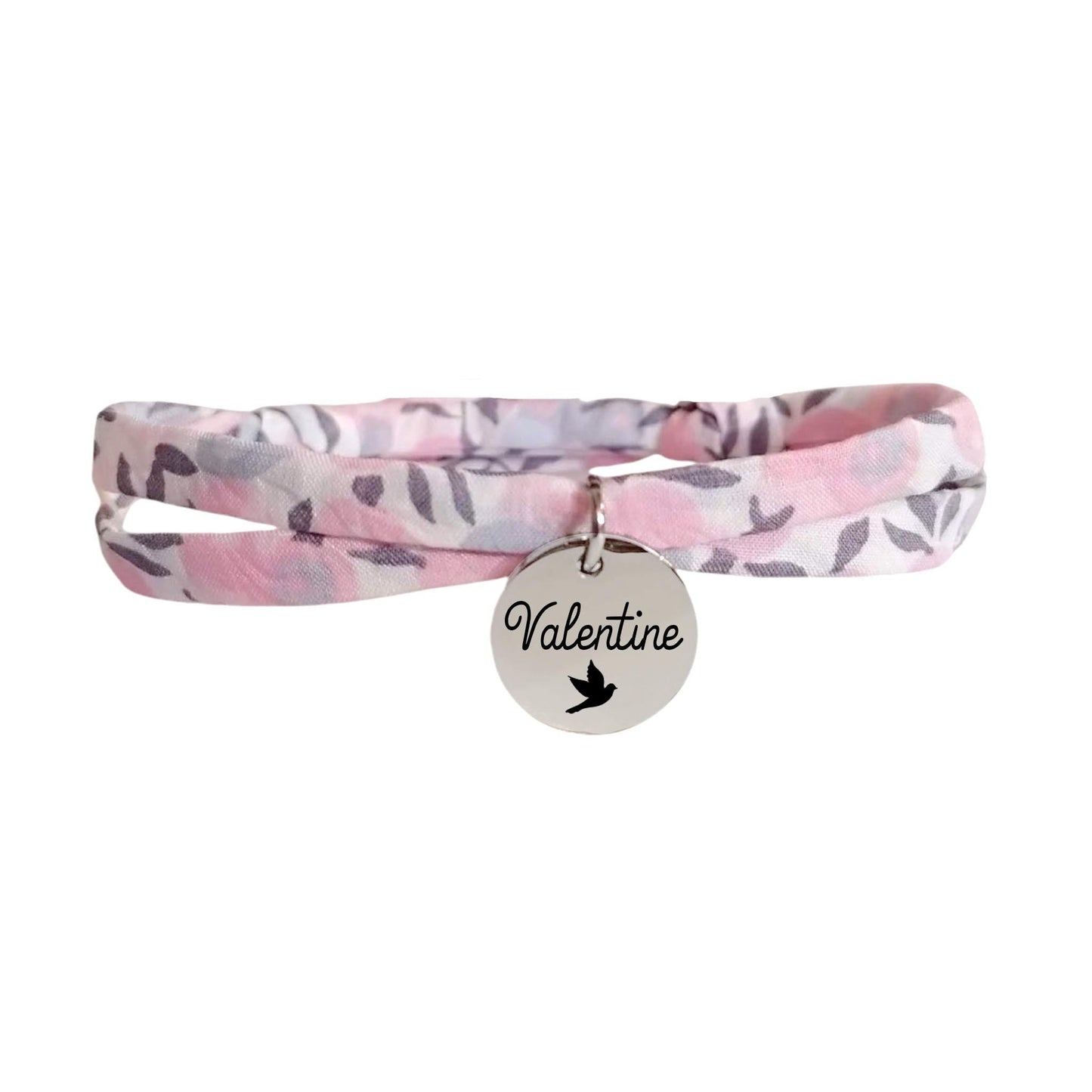 Bracelet liberty personnalisé cordon Wiltshire Jacinthe rose - Nemeti Bijoux