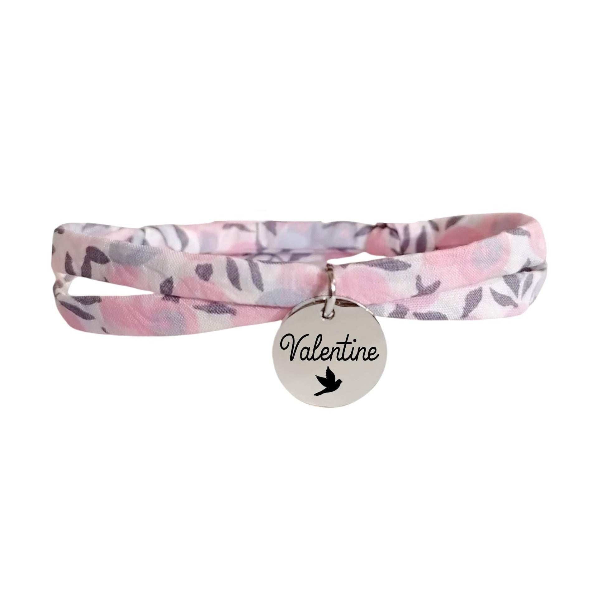 Bracelet liberty personnalisé cordon Wiltshire Jacinthe rose - Nemeti Bijoux