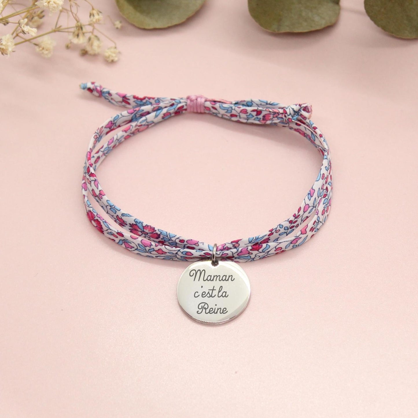 Bracelet liberty personnalisé cordon Katie and Millie rose - Nemeti Bijoux