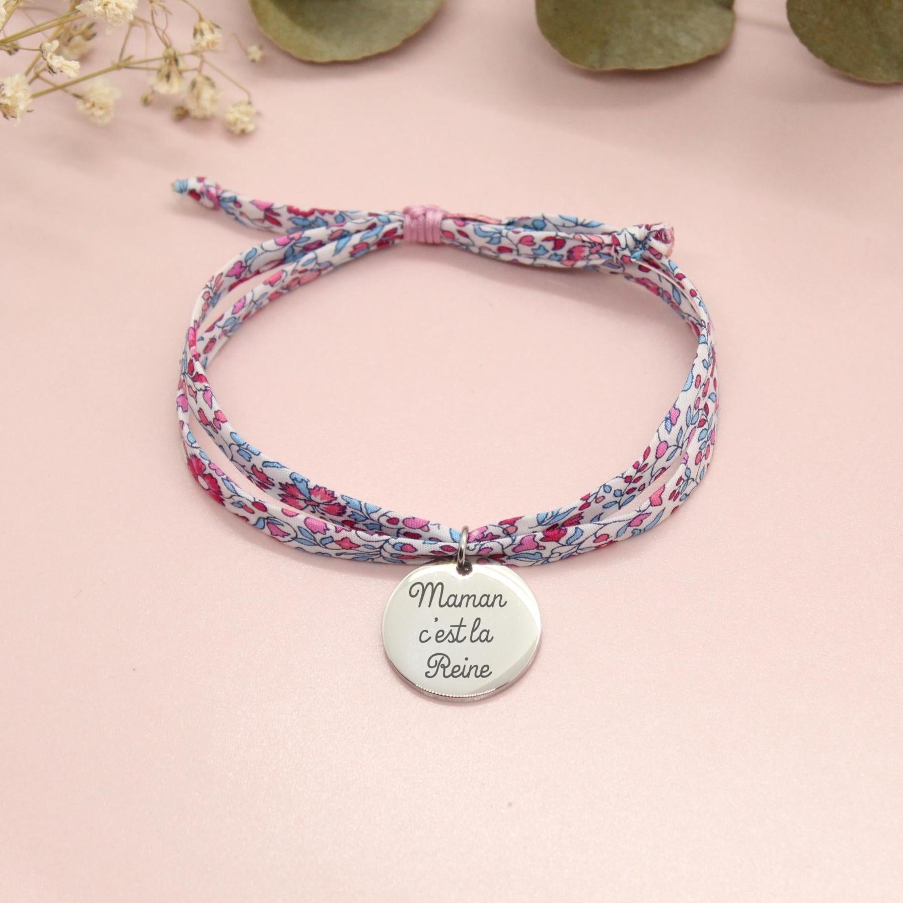 Bracelet liberty personnalisé cordon Katie and Millie rose - Nemeti Bijoux