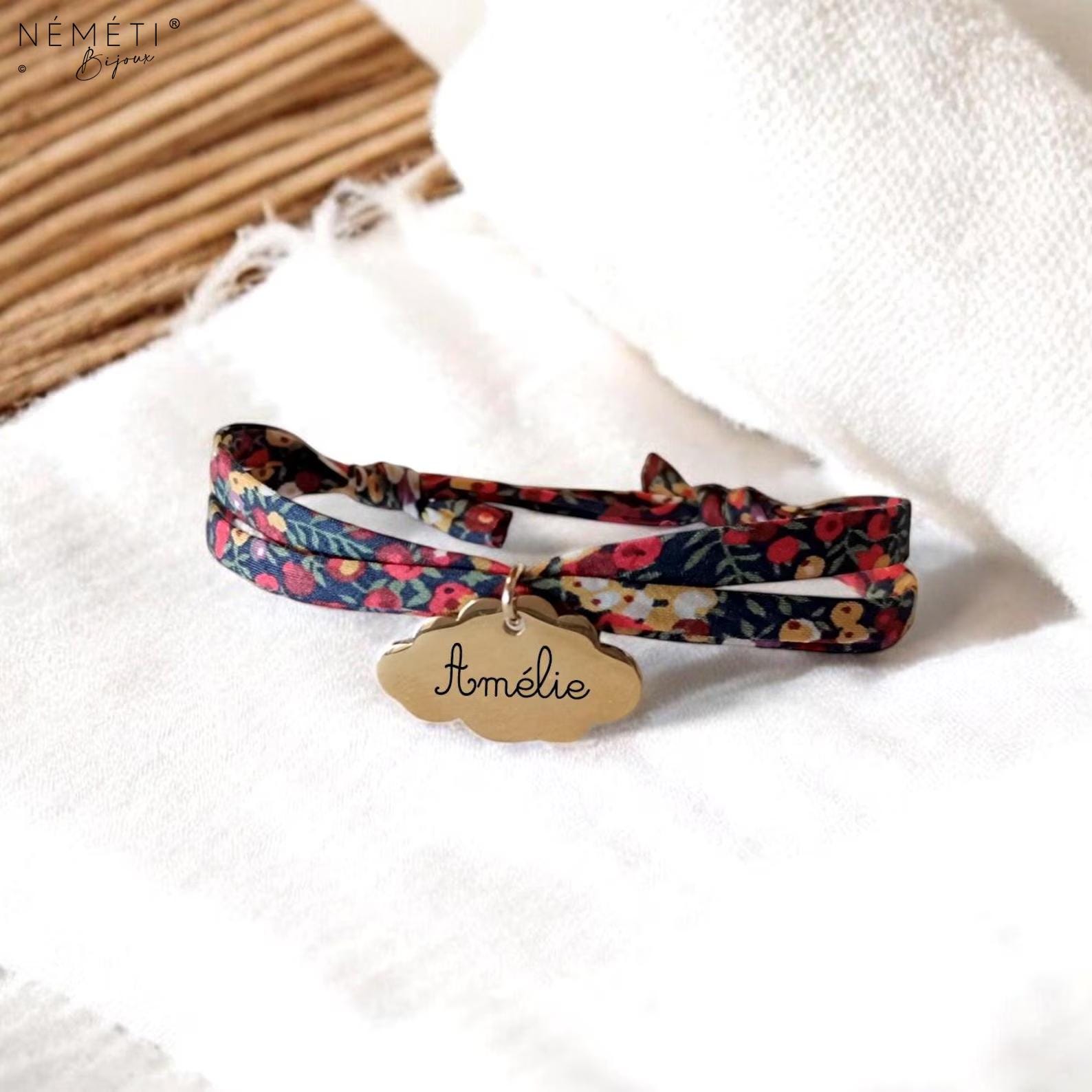 Bracelet liberty personnalisé cordon wilmslow berry A - Nemeti Bijoux