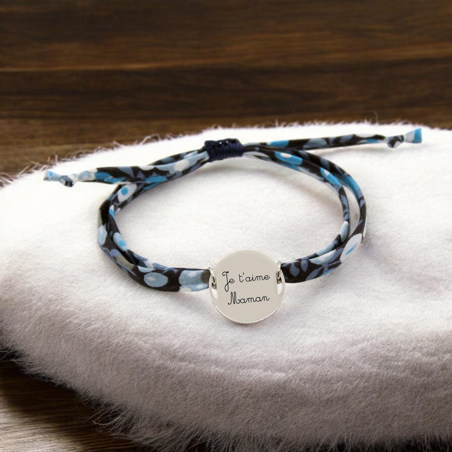Bracelet liberty personnalisé cordon Wiltshire bleu - Nemeti Bijoux