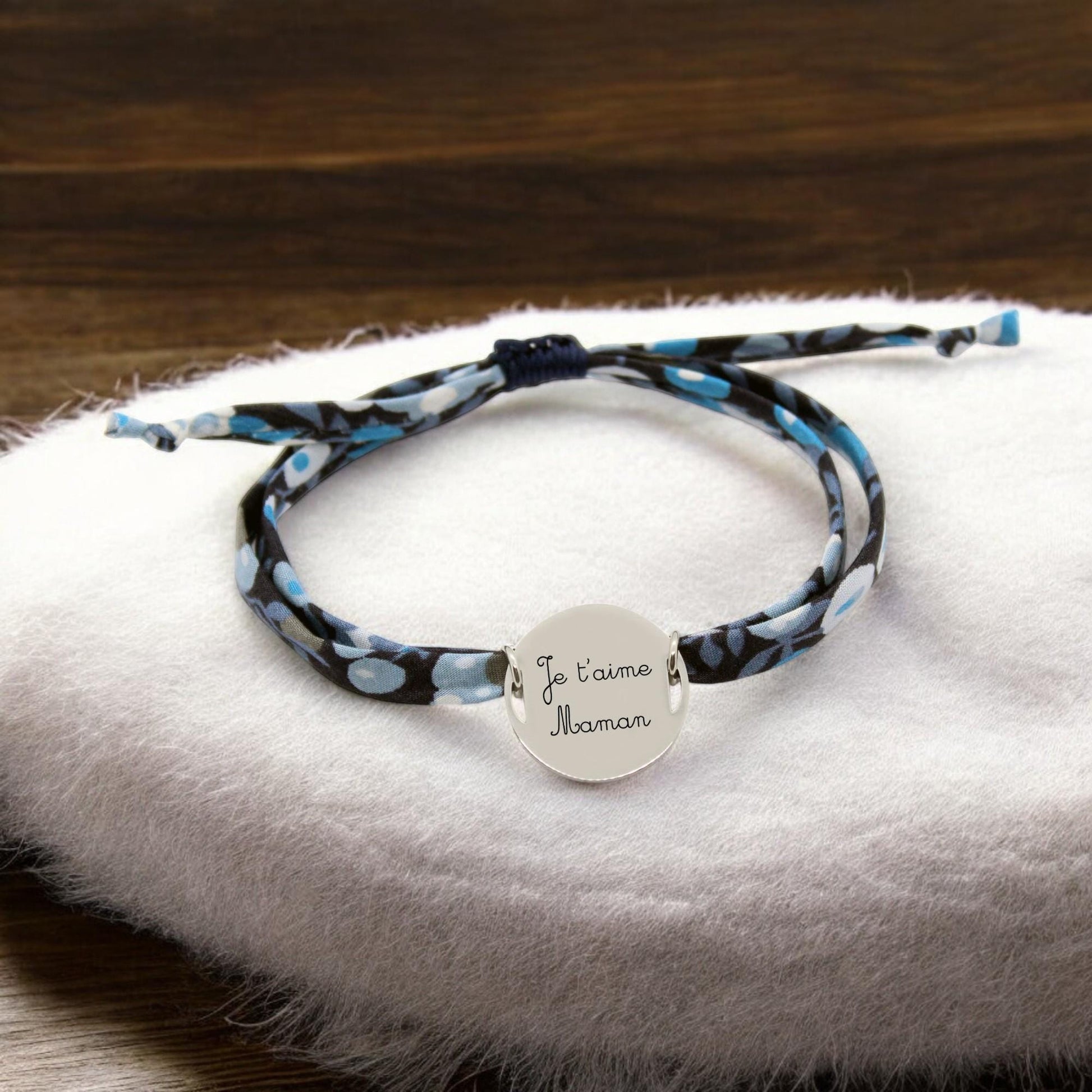 Bracelet liberty personnalisé cordon Wiltshire bleu - Nemeti Bijoux