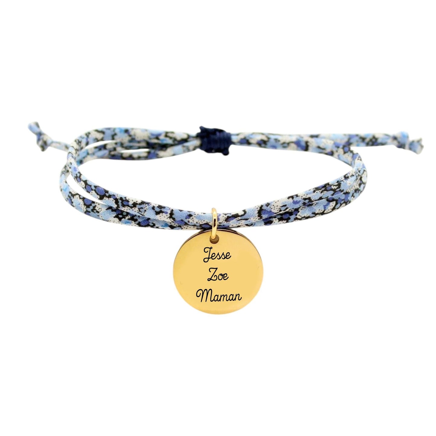 Bracelet liberty personnalisé cordon pepper bleu - Nemeti Bijoux