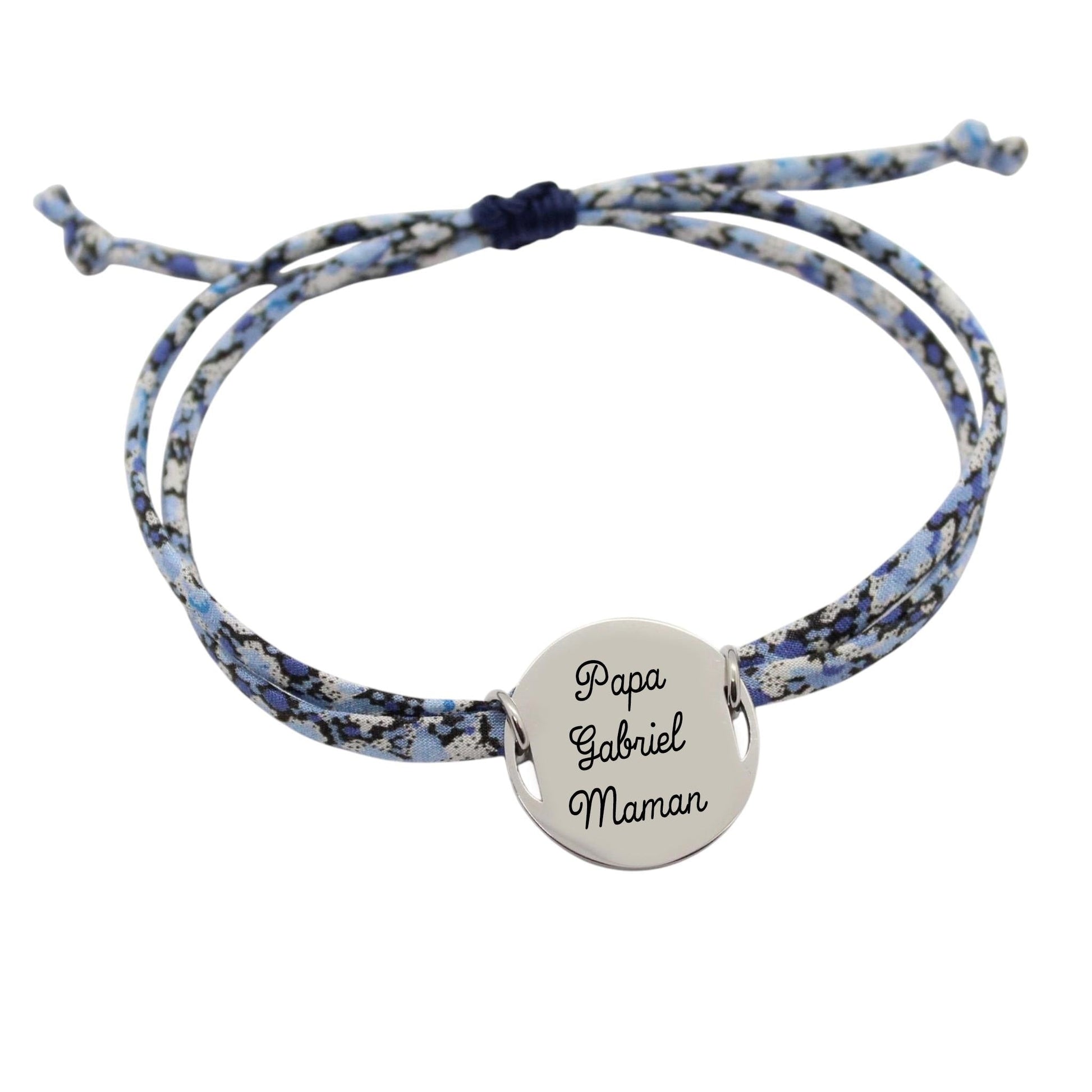 Bracelet liberty personnalisé cordon pepper bleu - Nemeti Bijoux