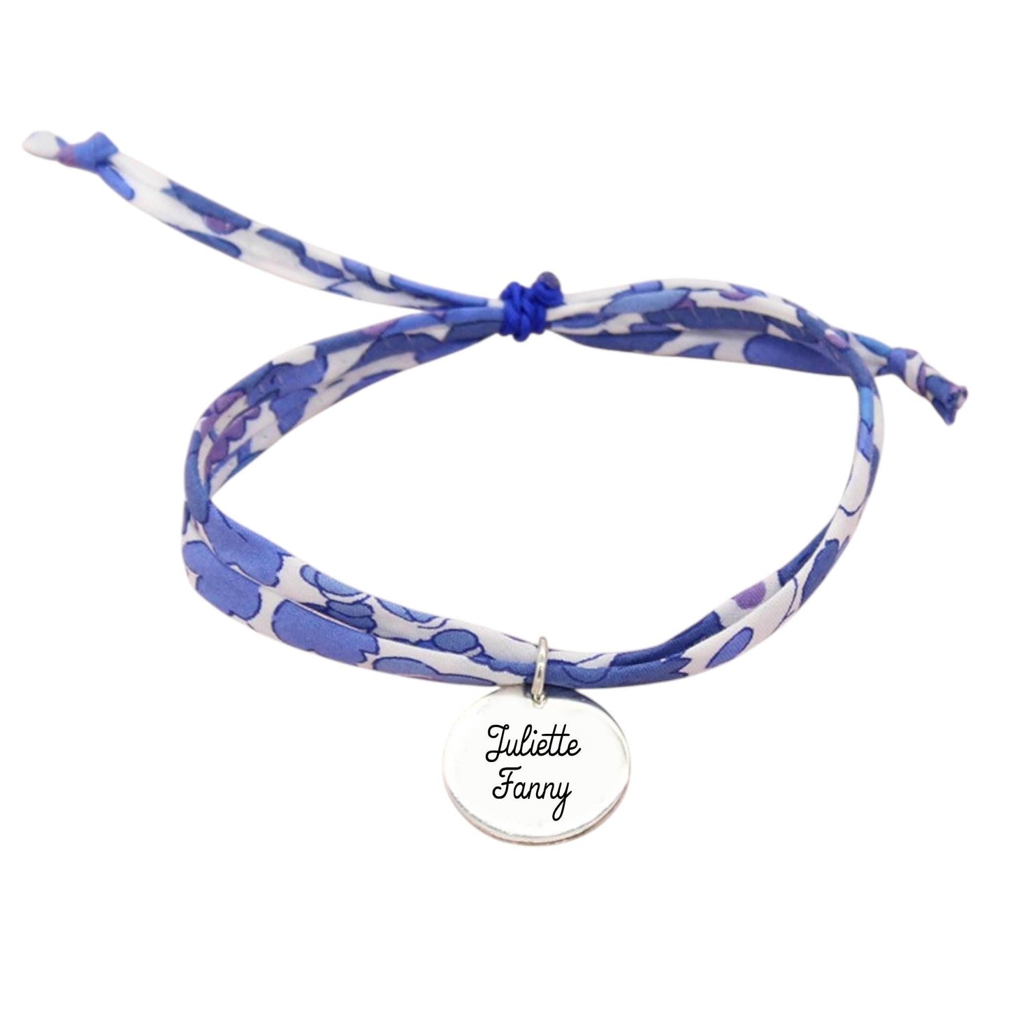 Bracelet liberty personnalisé cordon Betsy bleu violet - Nemeti Bijoux