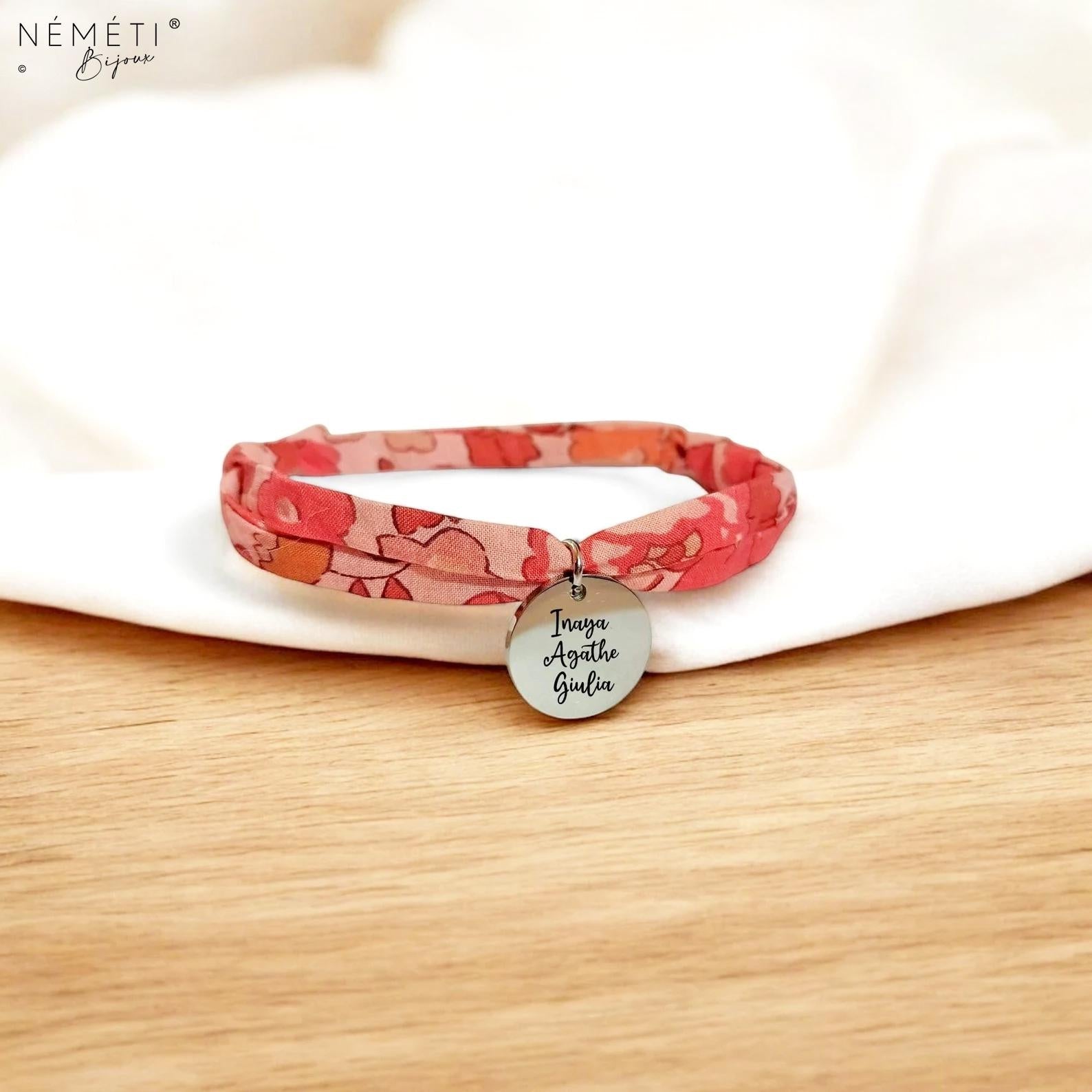 Bracelet liberty personnalisé cordon Besty sangria - Nemeti Bijoux