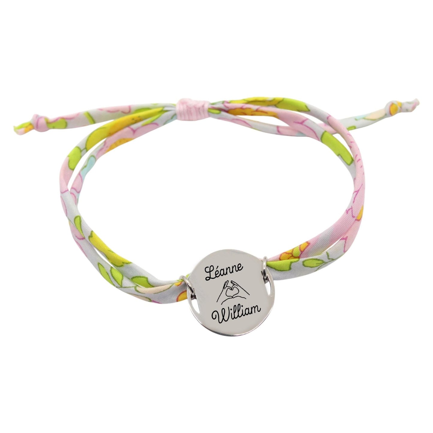 Bracelet liberty personnalisé cordon Betsy Béryl rose - Nemeti Bijoux