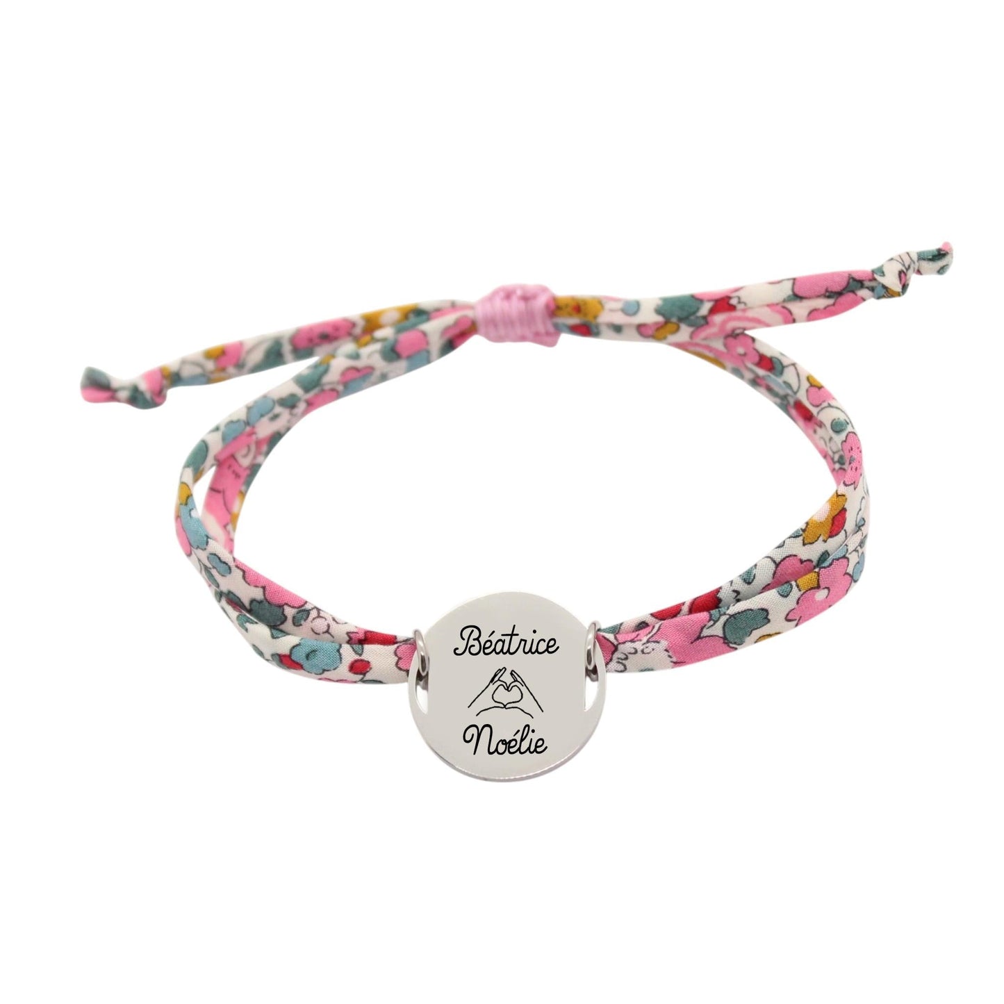 Bracelet liberty personnalisé cordon Betsy Ann Pivoines - Nemeti Bijoux