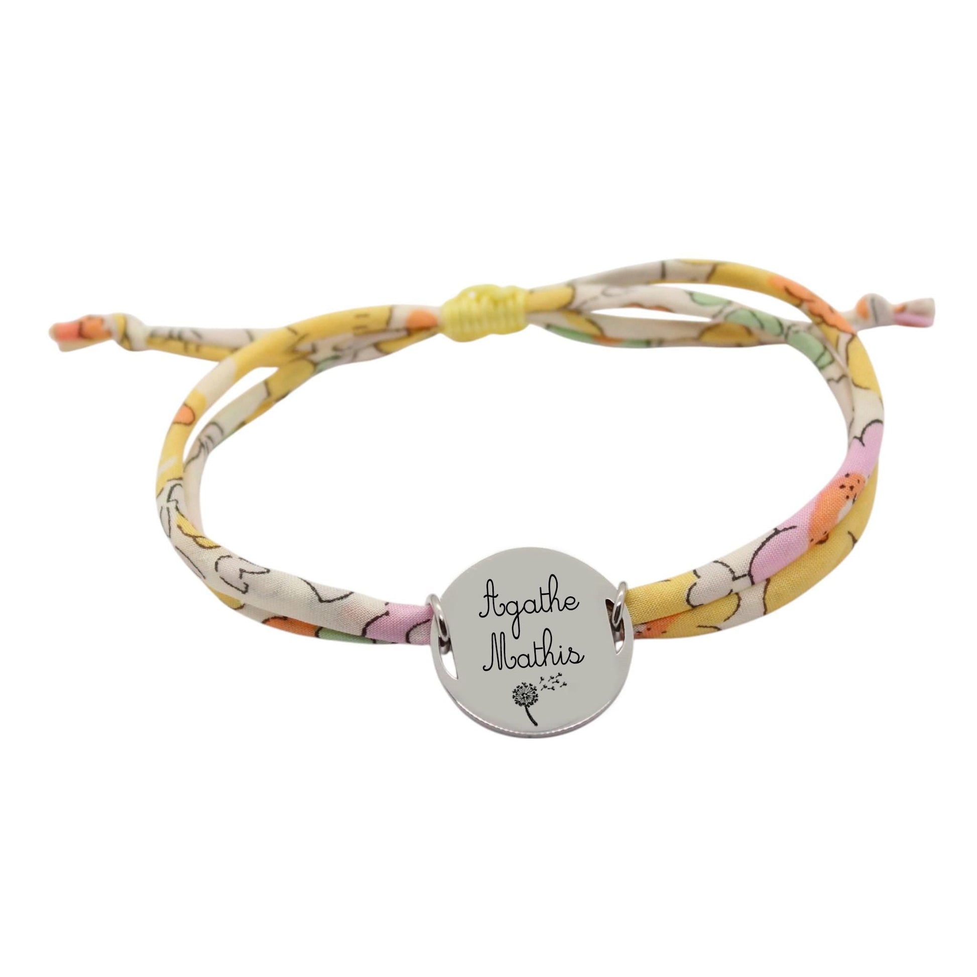 Bracelet liberty personnalisé cordon Betsy jaune - Nemeti Bijoux