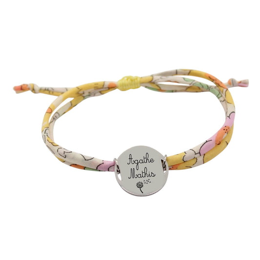Bracelet liberty personnalisé cordon Betsy jaune - Nemeti Bijoux