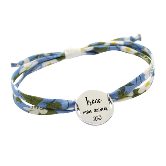 Bracelet liberty personnalisé cordon Mitsi Pervenche - Nemeti Bijoux
