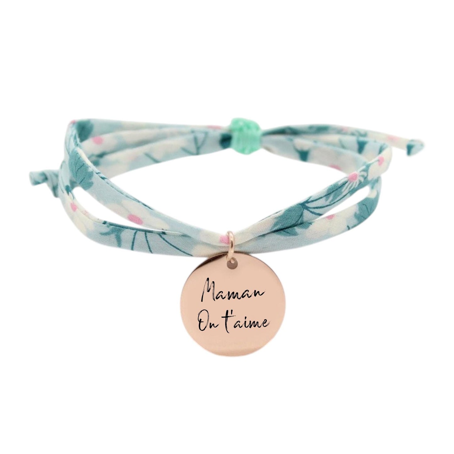 Bracelet liberty personnalisé cordon Mitsi mint - Nemeti Bijoux