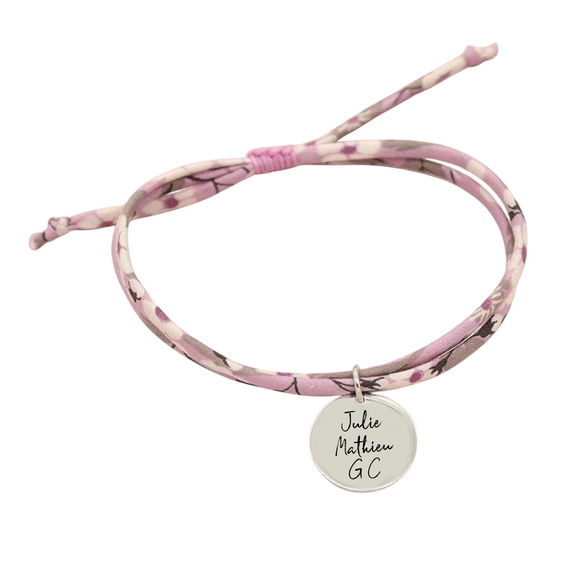 Bracelet liberty personnalisé cordon Mitsi Parme - Nemeti Bijoux