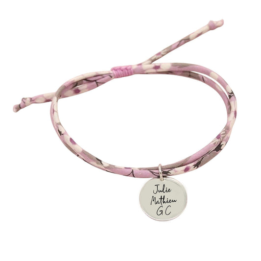 Bracelet liberty personnalisé cordon Mitsi Parme - Nemeti Bijoux