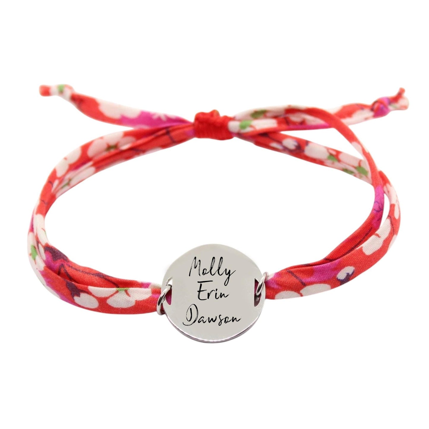 Bracelet liberty personnalisé cordon Mitsi Hibiscus rouge - Nemeti Bijoux