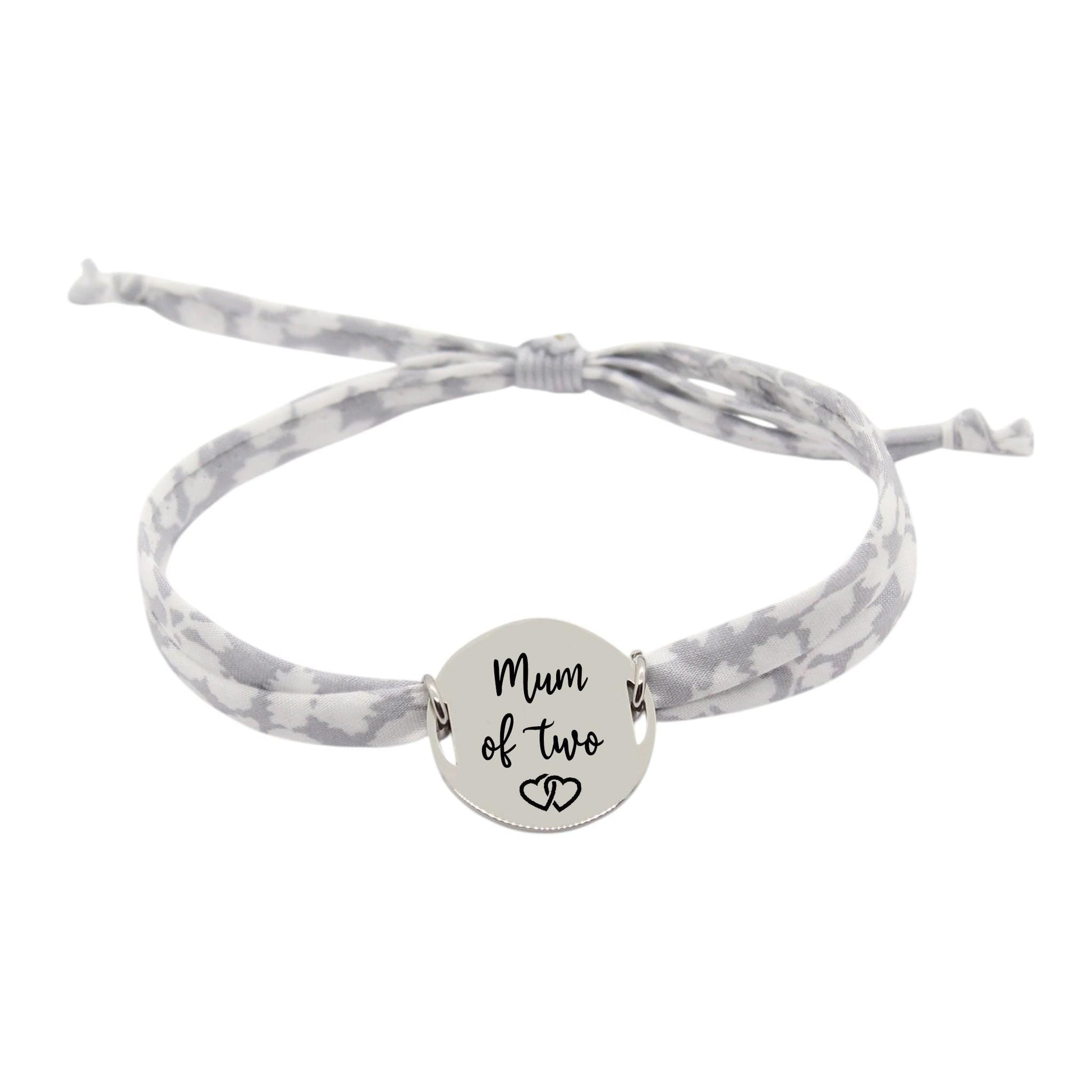 Bracelet liberty personnalisé cordon Glenjade gris - Nemeti Bijoux