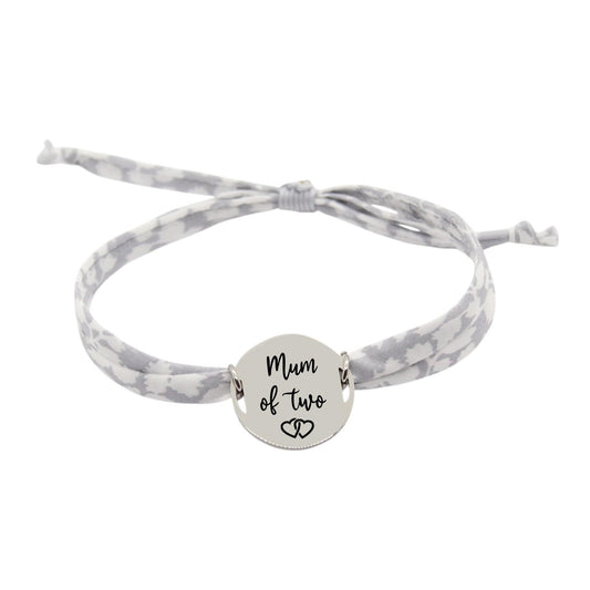 Bracelet liberty personnalisé cordon Glenjade gris - Nemeti Bijoux