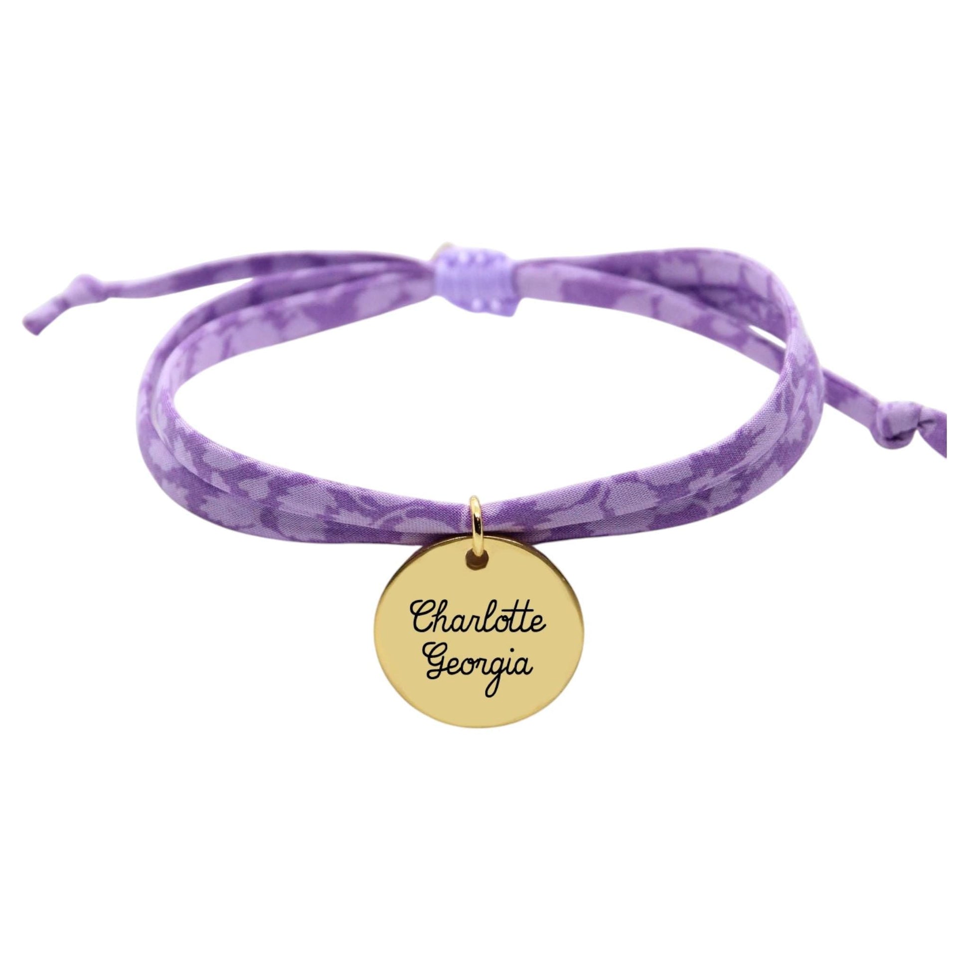 Bracelet liberty personnalisé cordon Glenjade violet mauve - Nemeti Bijoux