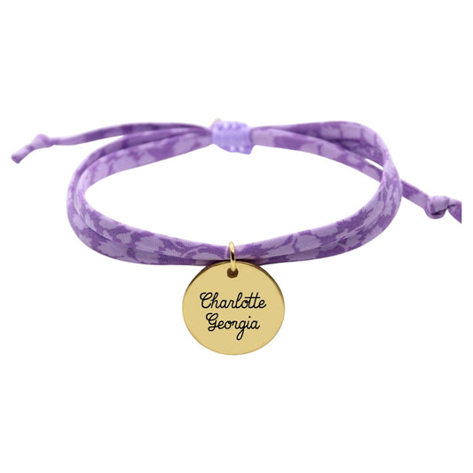 Bracelet liberty personnalisé cordon Glenjade violet mauve - Nemeti Bijoux
