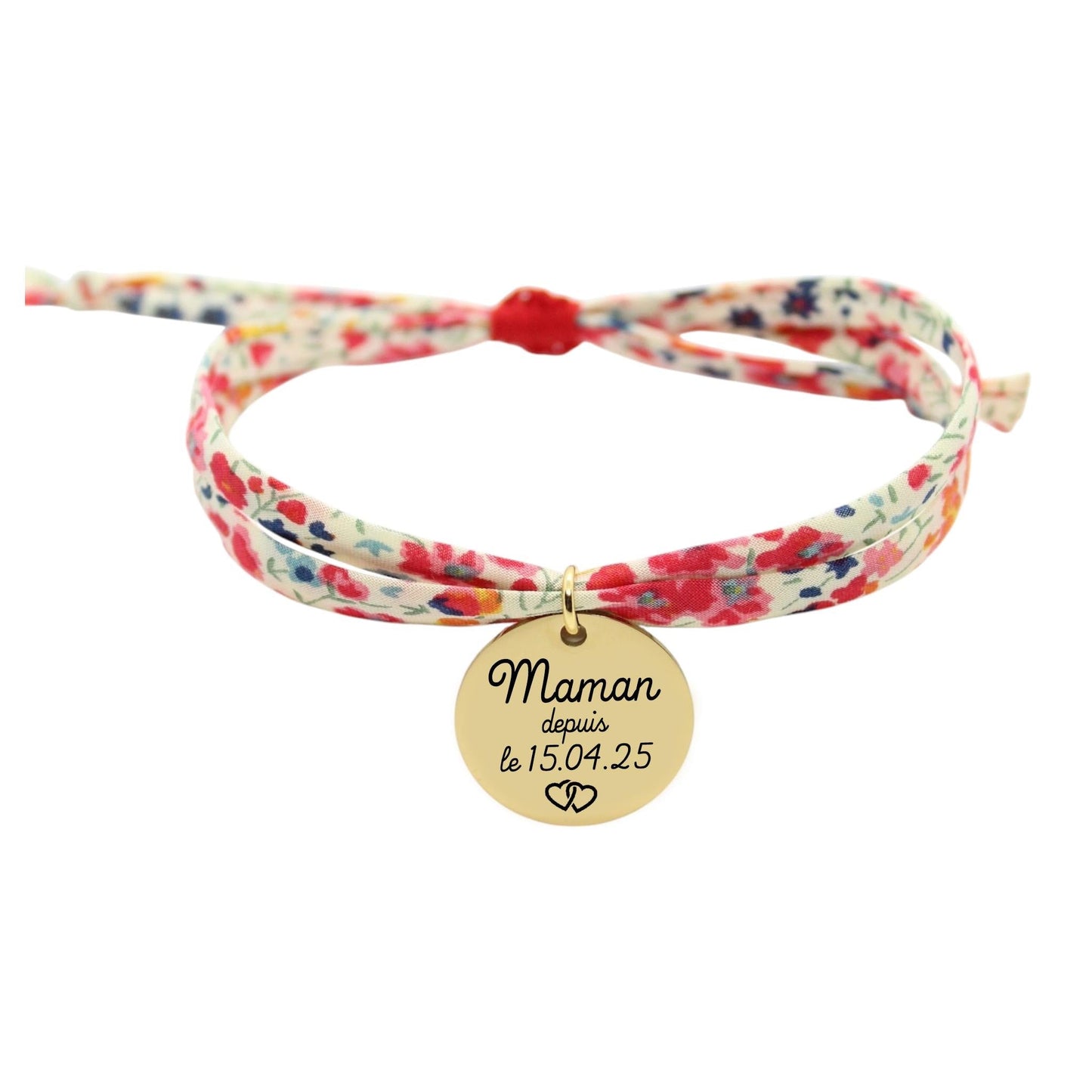 Bracelet liberty personnalisé cordon Phoebe orangé - Nemeti Bijoux