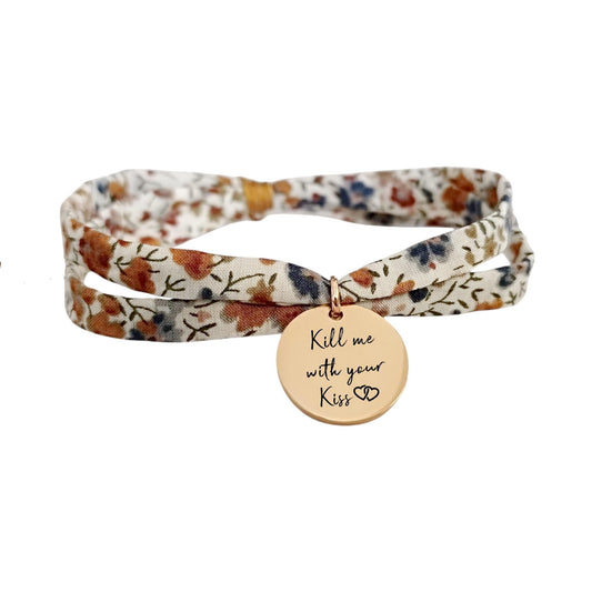 Bracelet liberty personnalisé cordon Phoebe Rouille - Nemeti Bijoux