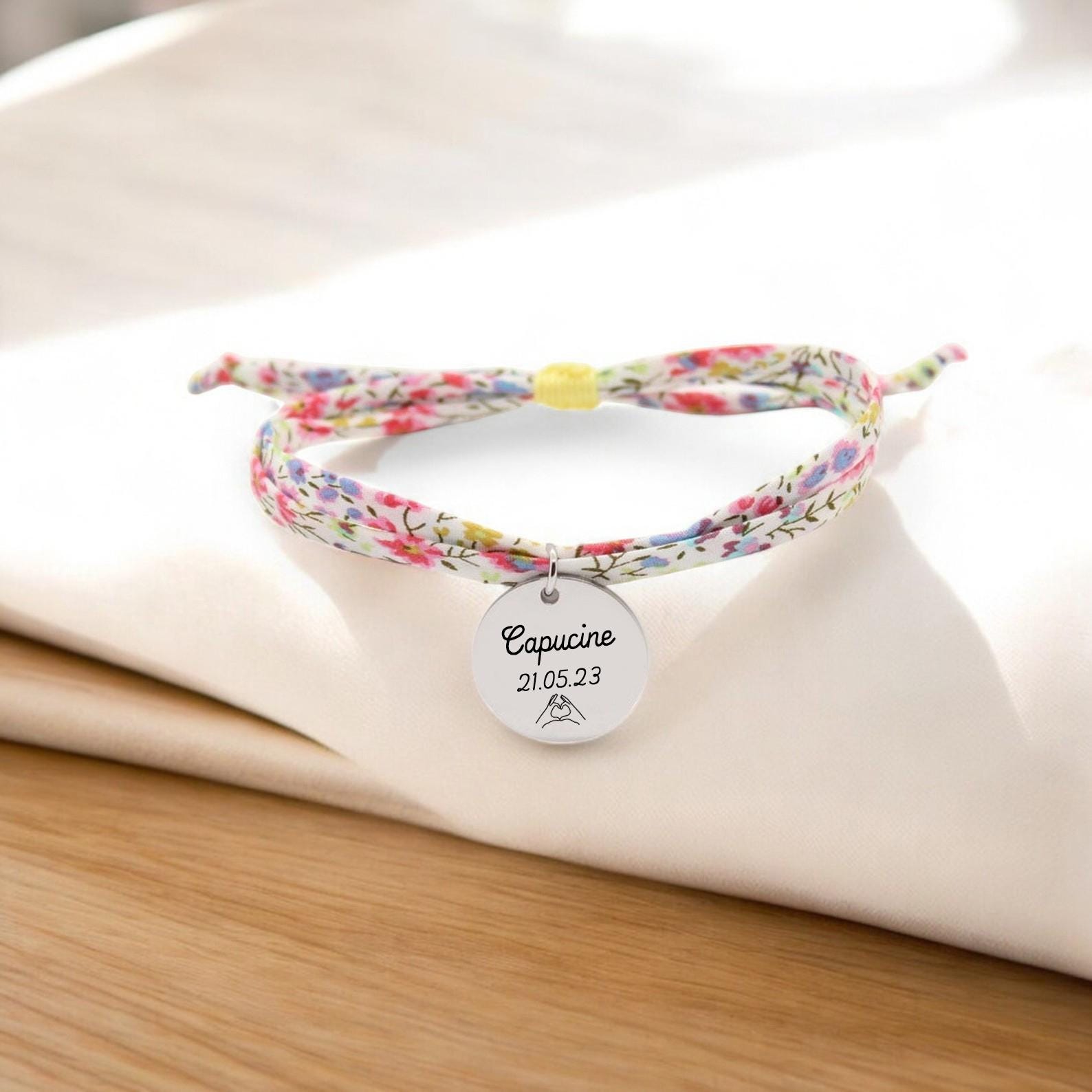 Bracelet liberty personnalisé cordon Phoebe Pepsi - Nemeti Bijoux