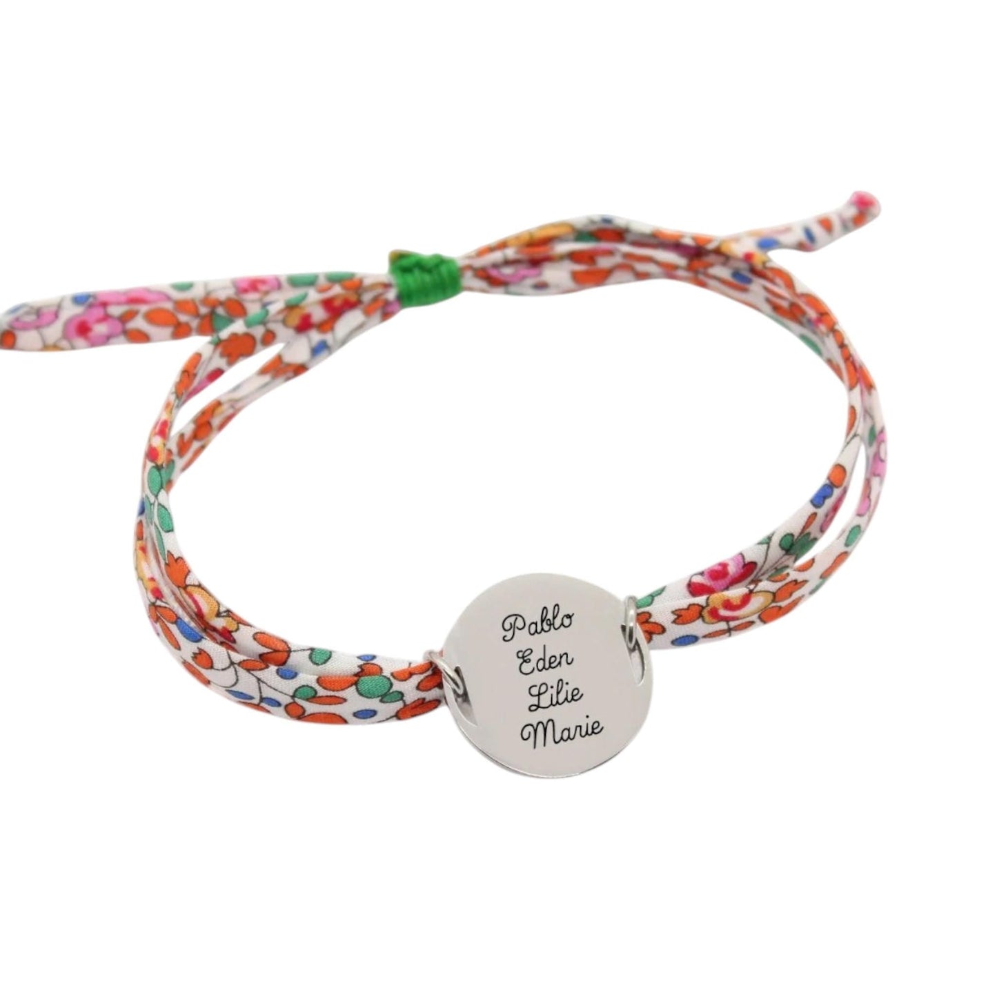 Bracelet liberty personnalisé cordon Eloise orange - Nemeti Bijoux