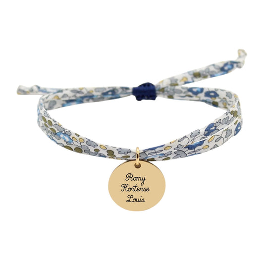 Bracelet liberty personnalisé cordon Eloise Blue Forest - Nemeti Bijoux