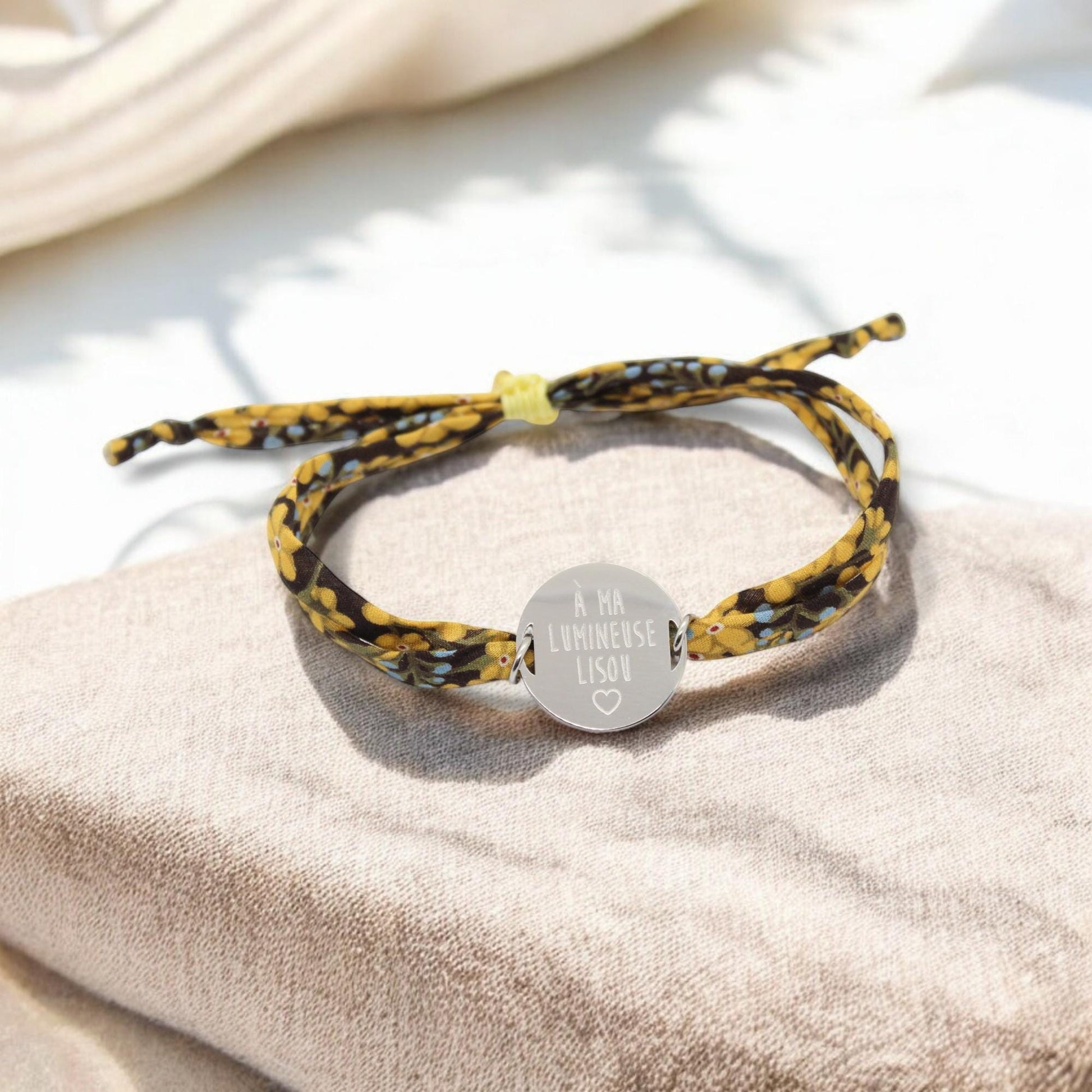 Bracelet liberty personnalisé cordon Star Anise Bouton d’or - Nemeti Bijoux