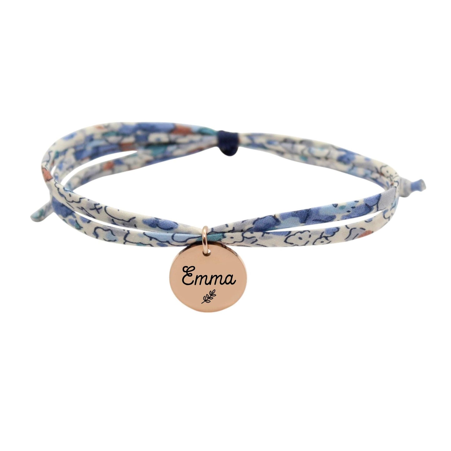 Bracelet liberty personnalisé cordon Claire-Aude Baltique bleu - Nemeti Bijoux