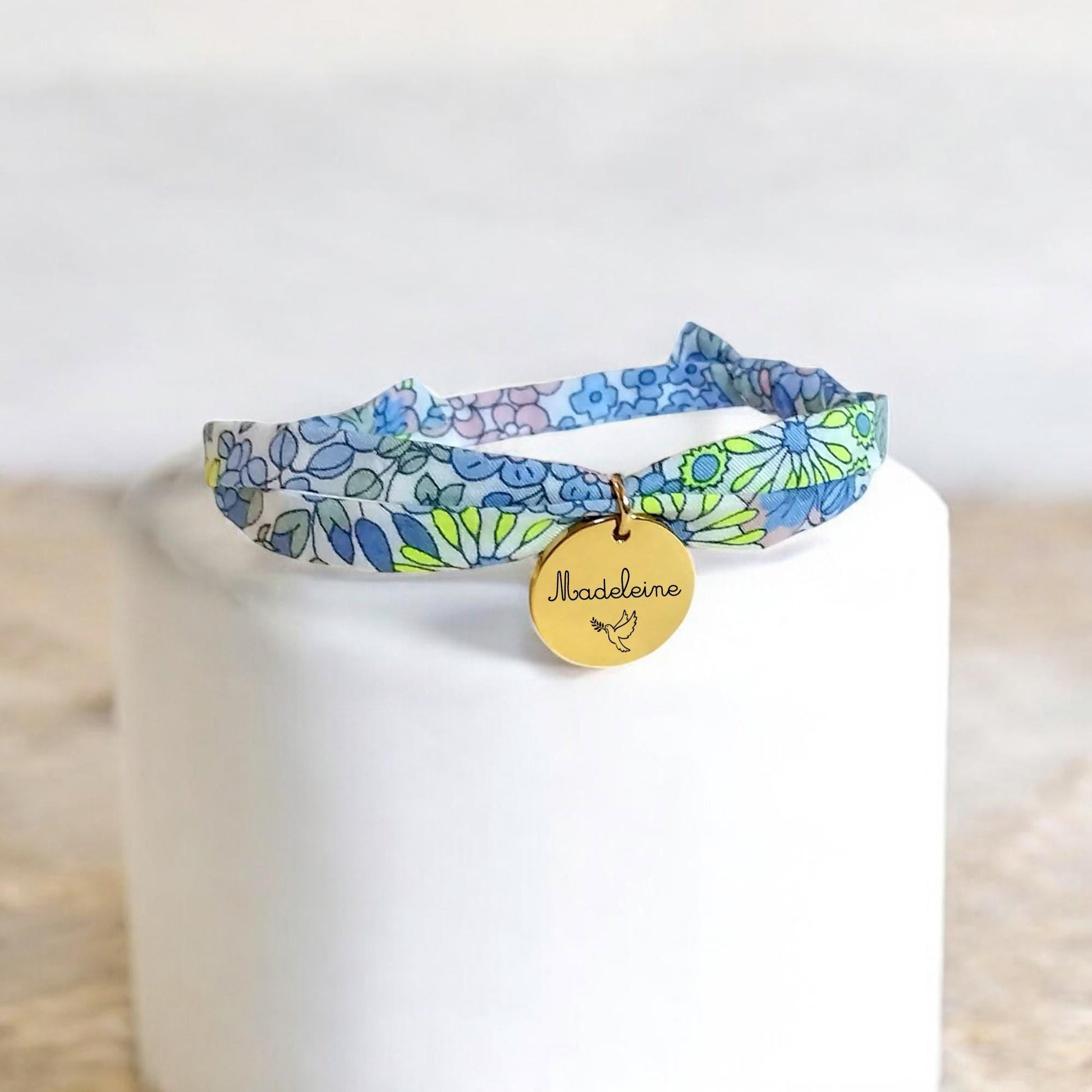 Bracelet liberty personnalisé cordon Margaret Annie Neon Yellow - Nemeti Bijoux