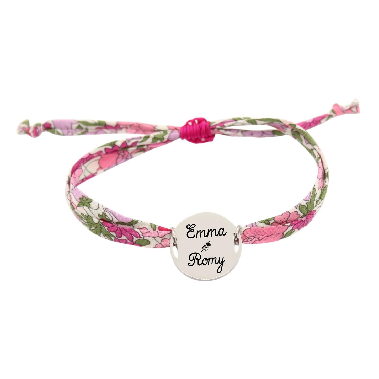 Bracelet liberty personnalisé cordon Poppy Forest Crimson Pink - Nemeti Bijoux