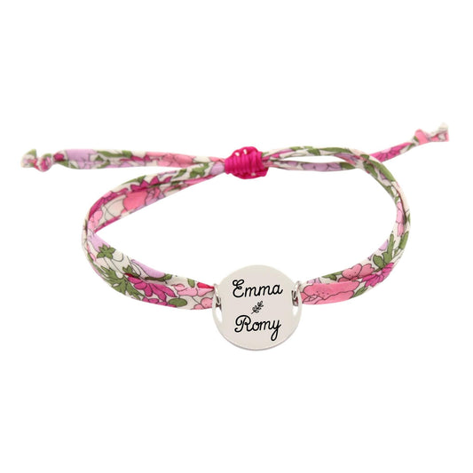 Bracelet liberty personnalisé cordon Poppy Forest Crimson Pink - Nemeti Bijoux