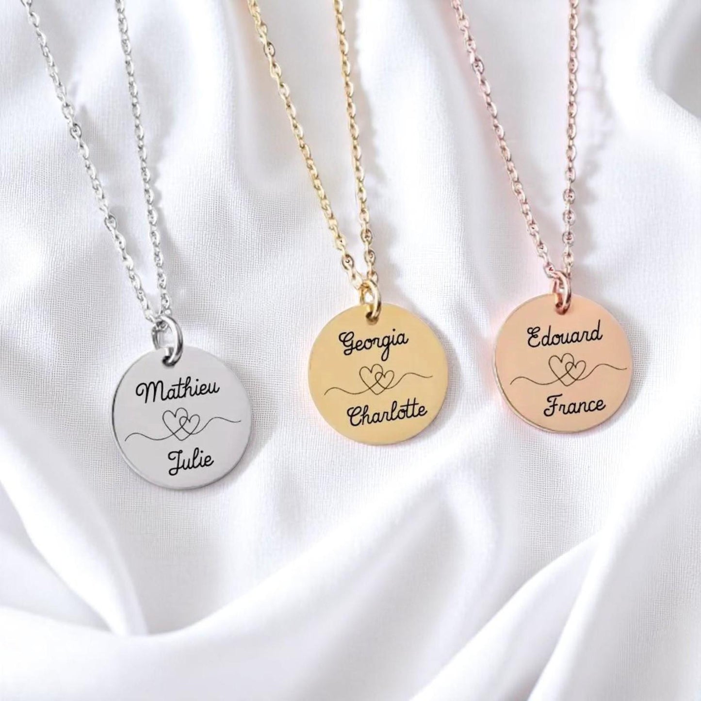 Collier Personnalisé Deux Prénoms – Coeurs Enlacés - Nemeti Bijoux